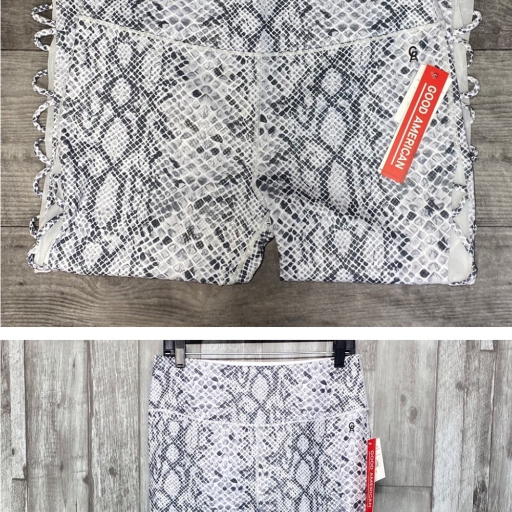 Nwt Good American Python Mesh Side Leggings - image 1